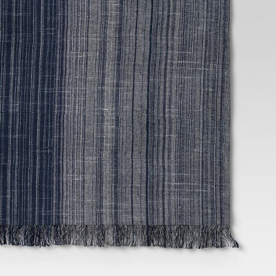 Blue and Gray Cotton Striped Table Runner