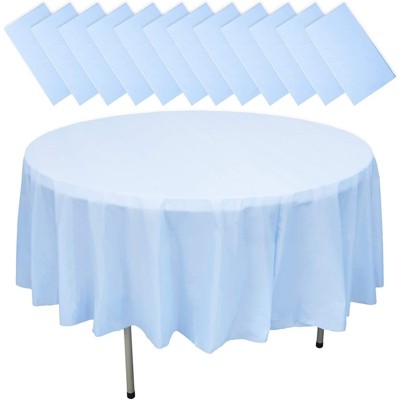 Juvale 12-Pack 84" Disposable Plastic Round Tablecloth Table Covers Party Supplies, Blue