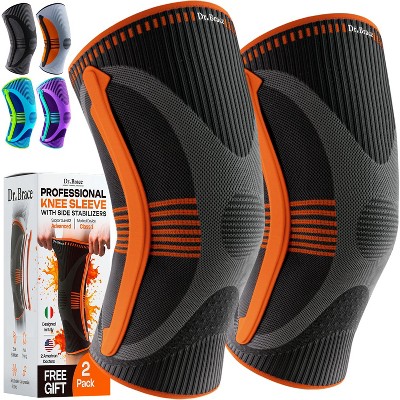 DR. BRACE® ELITE Knee Braces for Knee Pain, Compression Knee Sleeve with Side Stabilizers - 2 Pack