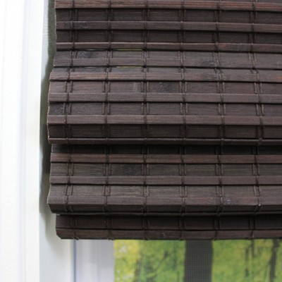 Espresso Bamboo Cordless Blackout Roman Shade 23" W x 64" L