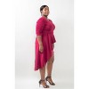 Slickblue Women's Plus Size Blouse, Asymmetrical Cape Accent, Burgundy Statement Top, Dressy Style, 1XL-3XL - 3 of 4