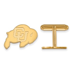 Black Bow Jewelry 14k Yellow Gold Plated Sterling Silver Colorado Buffalos NCAA Cuff Links - 1 of 3