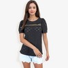 Anna-Kaci Women's Short Sleeve Eyelet Lace Top With Puff Shoulders And Crochet Details - image 3 of 4