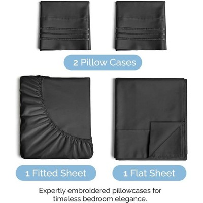 King Size Black Microfiber 4 Piece Bed Sheet Set