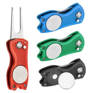 Unique Bargains Metal Foldable Magnetic Ball Marker Golf Divot Repair Tool 4 Pcs - 1 of 4