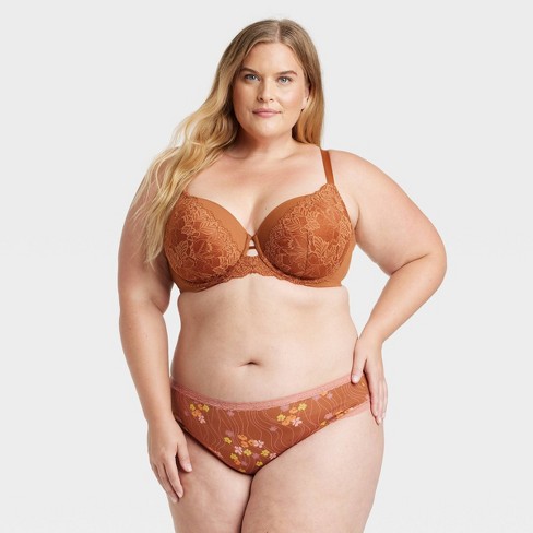 Women's Floral Print Cotton Bikini Underwear - Auden™ Copper 3X