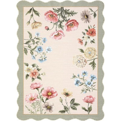 Floral Boho Washable Runner Rug - Non-Slip Low-Pile, Stain Resistant for Kitchen, Hallway, Bathroom, Bedroom & Dorm