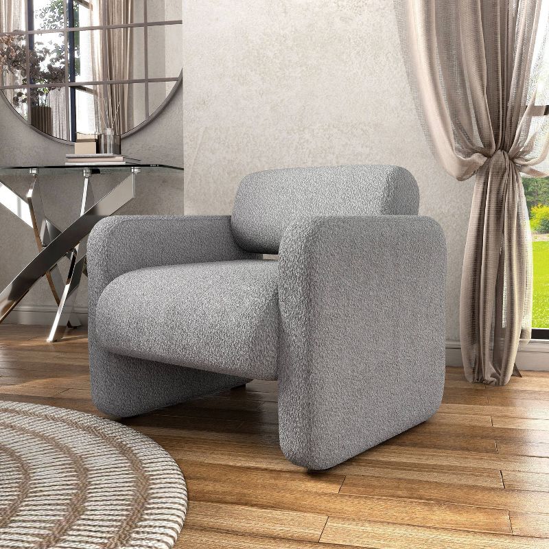 HOMES: Inside + Out Sanddrift Modern Boucle Upholstered Accent Chair, 3 of 9