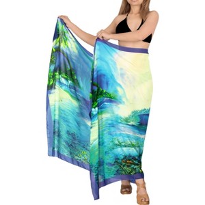 LA LEELA Women's Summer Beachwear Sarong Bikini Wraps Swim Cover Up Skirt Wrap Swimwear Swimsuit Beach Coverups for Women One Size Tidal Wave, Beach - 1 of 4