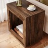 Gulches Rustic Brown Wood End Table (1PC) 2-Tier Square Side Table with Storage Shelf, Industrial Sofa Side Table - 2 of 3