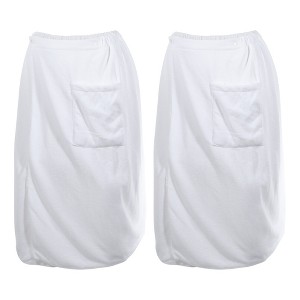 Unique Bargains Men's Bath Wrap Towel for Shower Spa Adjustable Robes with Hair Dry Cap 2 Pcs - 1 of 4