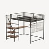 PAGED Full Size Metal Loft and Bunk Bed with Black for Bedroom and Dormitory, with Built-In Charging Station and LED Lighting, Black - 4 of 4