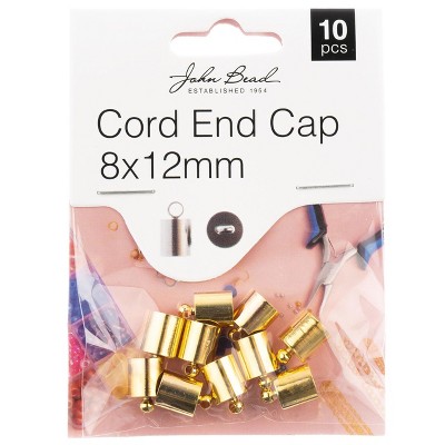 John Bead Must Have Findings Metal Gold 8x12mm Cord End Caps for Jewelry Making Findings, 10 Pieces