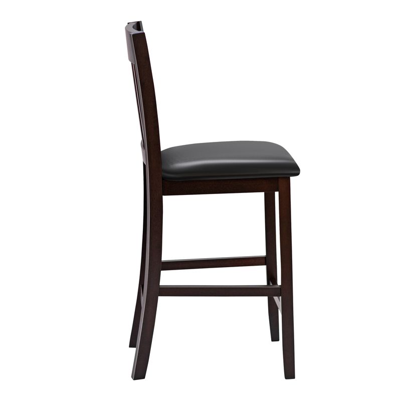 Tangkula Set of 2 Bar Stools Counter Height Pub Chairs w/ PU Leather Seat&Rubber Wood Legs, 4 of 9