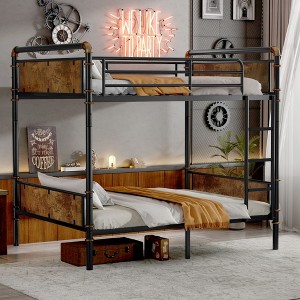 NicBex Twin Quad Bunk Bed with Safety Guardrail,Metal Twin Loft Bed with Ladder and Converts to 3 Twin Beds,Noise Reduced Bunk Beds for Bedroom - 1 of 4