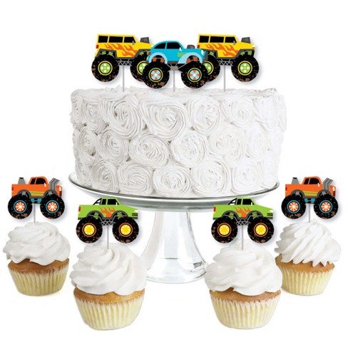 Big Dot Of Happiness Smash And Crash Monster Truck Dessert Cupcake Toppers Boy Birthday Party Clear Treat Picks Set Of 24 Target