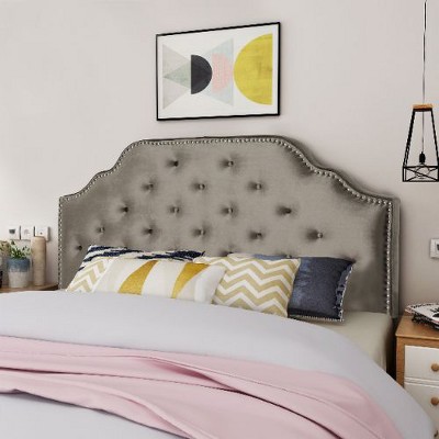 Contemporary Upholstered Headboard with Button Tufted Diamond Stitch & Nailhead Accents, Queen/Full Size Headboard -Christopher Knight Home
