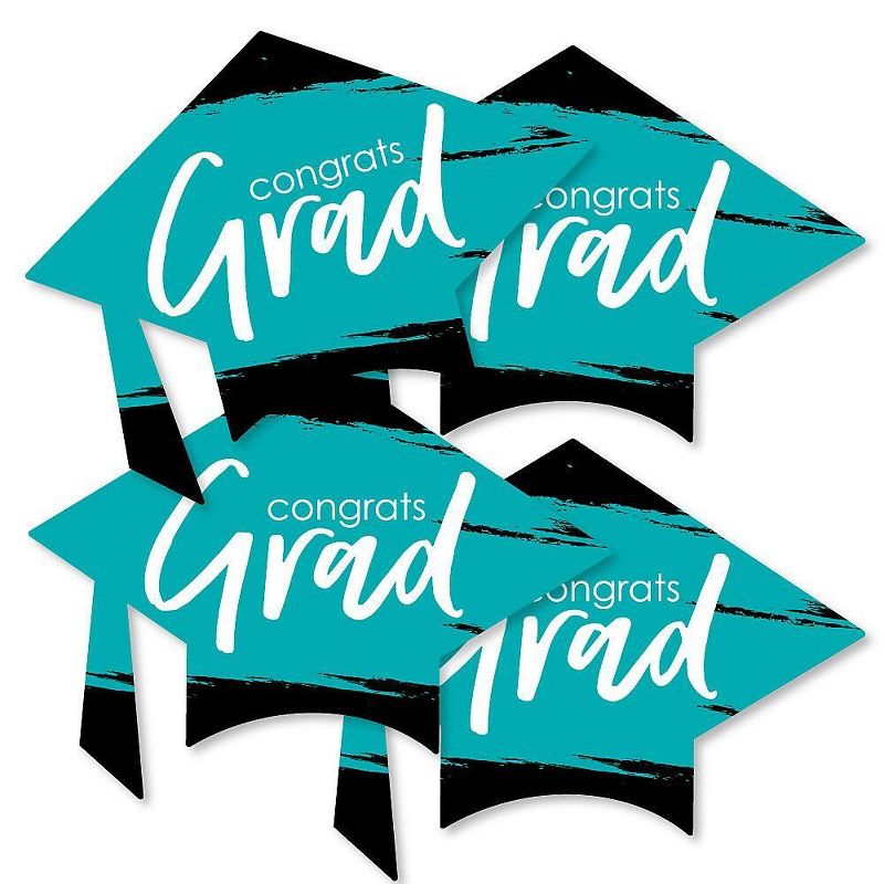 Big Dot of Happiness Teal Graduation - Grad Cap Decorations DIY Party Essentials - Set of 20, 1 of 5