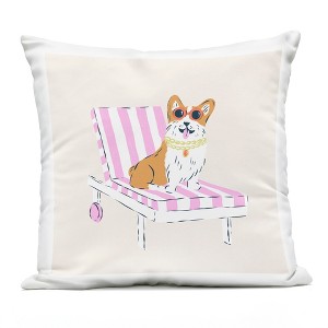 Stupell Industries Corgi in Lounge Chair Outdoor Decorative Throw Pillow, 18 x 18 - 1 of 3