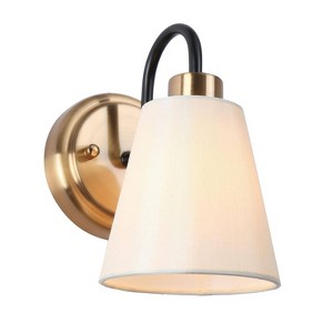 LNC Jacarmellia Polished Gold  and Matte Black with White Fabric  Modern Vanity Lights ,1Light/2 Light/3 Light/4 Light - 1 of 4