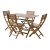 Kumasinova 5Pcs Premium Acacia Wood Outdoor Dining Table Set with Foldable Table&Chairs,Alfresco Conversation Set for Poolside,All Weather Use,Natural - 4 of 4