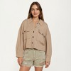 Anna-Kaci Women's Cropped Button-Up Jacket with Chest Pockets and Collared Neckline - 2 of 4