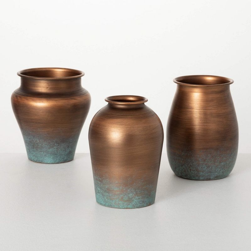 Sullivans 7.25", 7.5" & 7.75" Shiny Ombre Vase Set of 3, Metal, 1 of 4