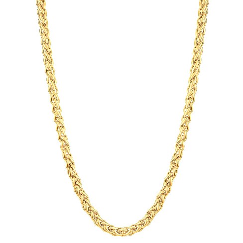 Mens Gold Plated Stainless Steel Flat Snake Link Chain Necklace