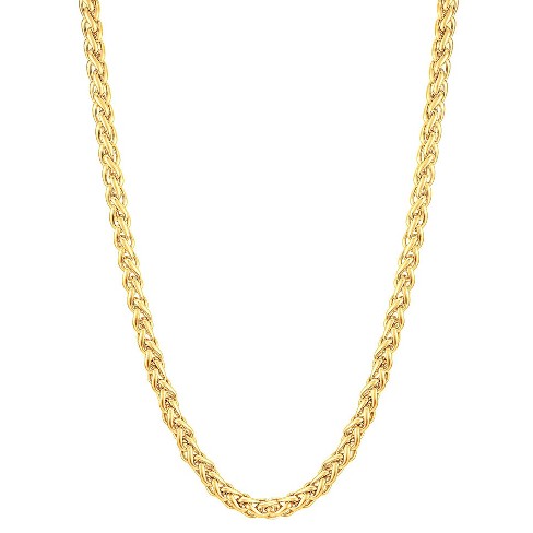 Men\'s Gold Plated Stainless Steel Spiga Chain Necklace (6mm) - Gold (24\