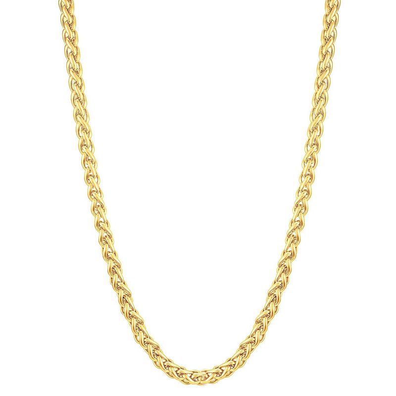 Men's Gold Plated Stainless Steel Spiga Chain Necklace (6mm) - Gold (24"), 1 of 4