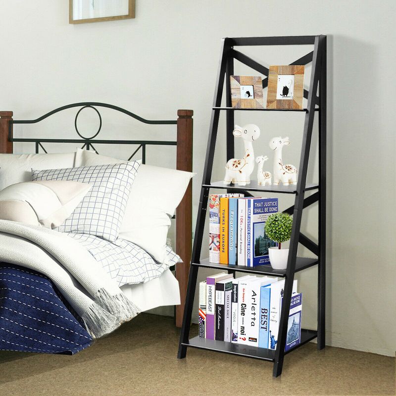 2 Pcs 4-Tier Ladder Shelf Bookshelf Bookcase Storage Display Leaning Home Office, 5 of 9