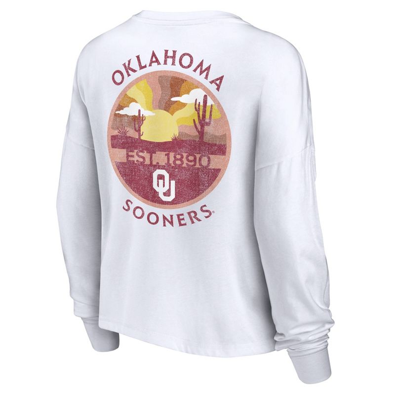 NCAA Oklahoma Sooners Women&#39;s White Staycation Long Sleeve T-Shirt, 3 of 4