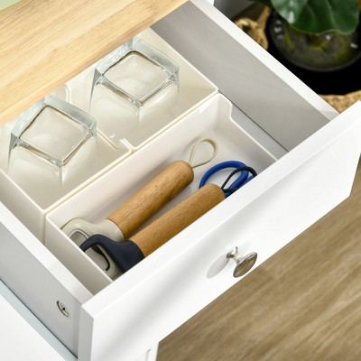 White Rubberwood Top Modern Sideboard with Adjustable Shelves