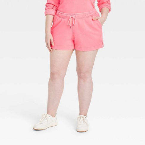 Women's Mid-Rise Fleece Shorts - Universal Thread™ Bright Pink 3X