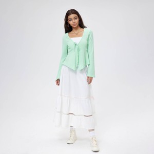 Women's V-Neck Knotted Long Sleeve Blouse - Wild Fable™ - 1 of 4
