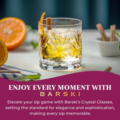 Crystal Cut Double Old Fashioned Whiskey Glasses Set of 2