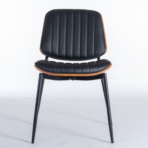 Dronkon Dining Chairs Set of 2, Walnut Bentwood Back & Metal Tapered Legs, Adjustable Glides - 1 of 4