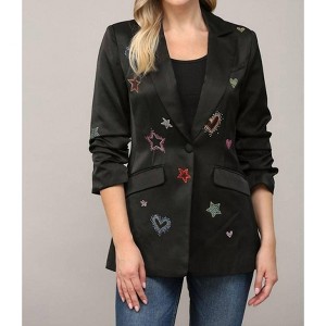 Women's Embellished Scrunch Sleeve Blazer - Fate - 1 of 4