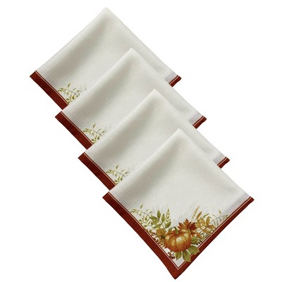 Autumn Pumpkin Grove Fall Napkin, Set of 4 - Orange/Rust - 17x17 - Elrene Home Fashions