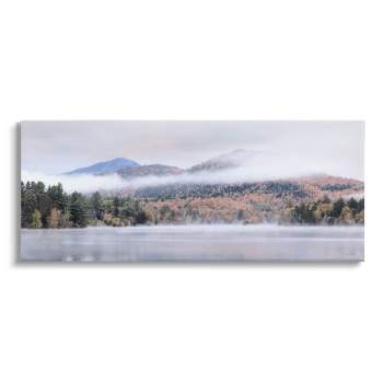 Stupell Industries Looming Fog Mountain Peak Reflective Lake Photography Canvas Wall Art