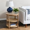 Storied Home Round End Table White: Solid Wood, Cane Shelves, French Country Style, 24" Height - 2 of 4
