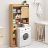 Over The Toilet Storage Cabinet with Sliding Door & Paper Holder Stand, Space-Saving Rack - 4 of 4