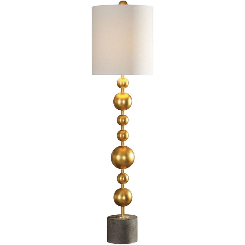 Uttermost Modern Table Lamp 39 1/2" Tall Metallic Gold Leaf Stacked Spheres White Linen Drum Shade for Living Room House Dining, 1 of 3