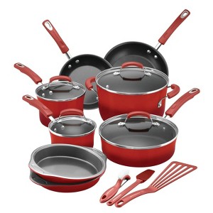 LunaLulink red Nonstick pans pans 15-piece set - 1 of 4