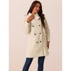 Seta T Women's Double Breasted Long Sleeve Collar Neck Pea Coat - 3 of 4