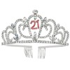 Juvale 21st Birthday Sash and Crown Set, Finally 21 Hot Pink Reflective Sash and Rhinestone Crown Tiara for 21st Birthday Party Supplies - image 3 of 4