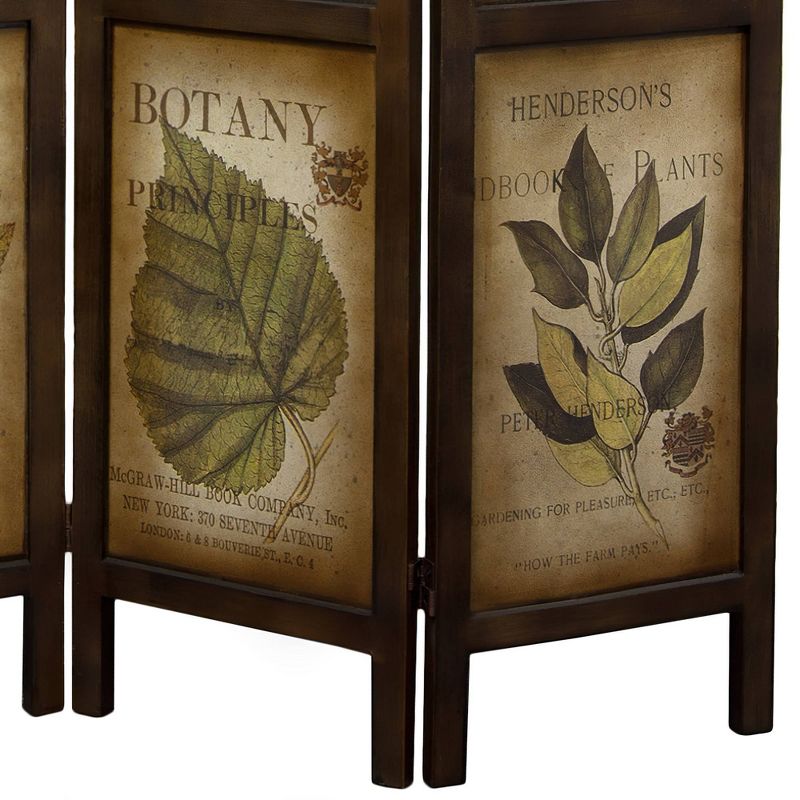 Botanical Print Double Sided Room Divider - Oriental Furniture, 4 of 6