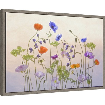 Poppy & Anemone Floral Canvas Print with Wooden Frame
