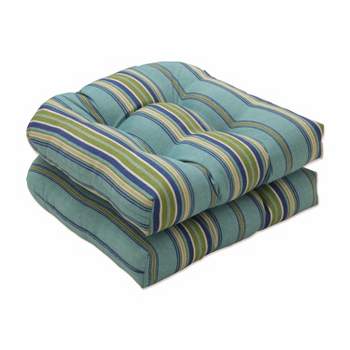 2pc Outdoor/Indoor Seat Cushion Set Terrace Breeze Blue - Pillow Perfect