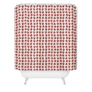 Little Arrow Design Co Summer Strawberries Shower Curtain - Deny Designs: Microfiber, Machine Washable, Ring Top - 1 of 2